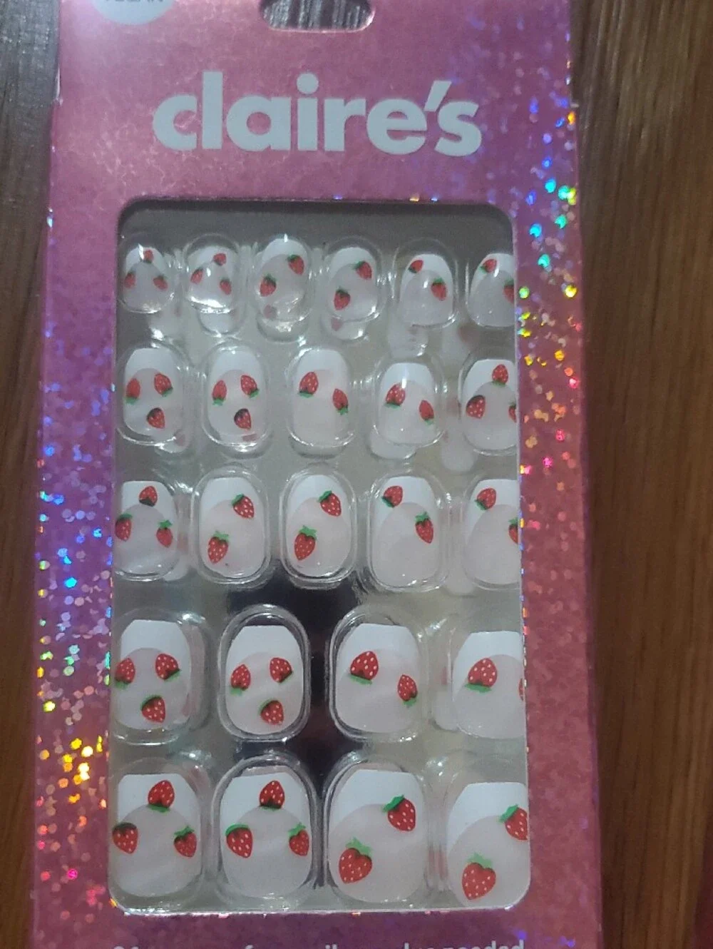 Claire's White Strawberry & Neon Multicolor Press-On Nails